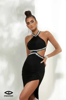 Abito. tubino con strass argento