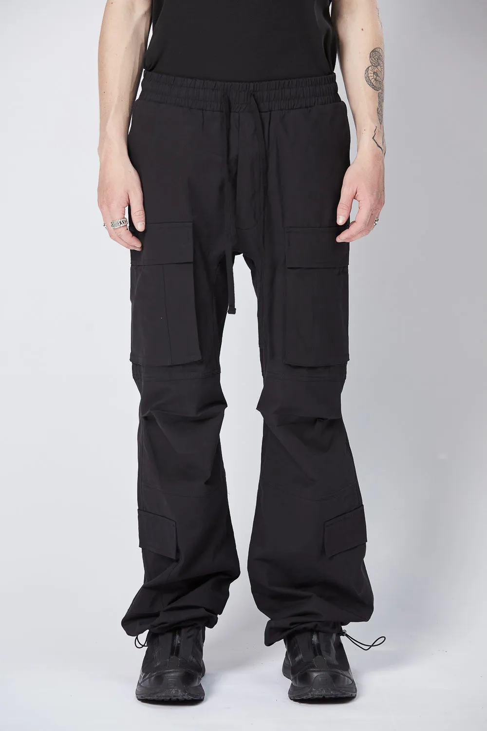M ST 441 Cotton Parachute Pants Black