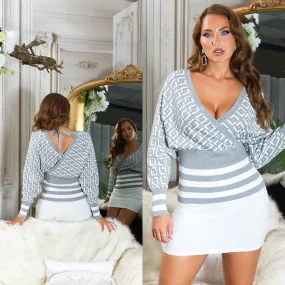Maglione con scollo a V   MAI079 grigio
