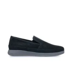 Slip-on blu traforate in pelle