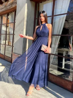 Vestito lungo tulle scollo americano